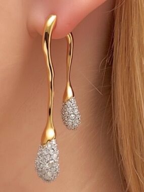 ALEXIS BITTAR Solanales Drop Gold & Crystal Front Back Link Earrings - BRAND NEW